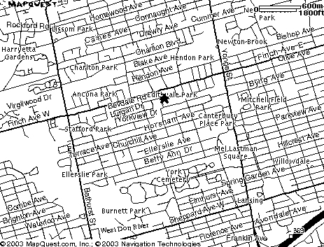 [A map from Mapquest to Finch Avenue West location.]